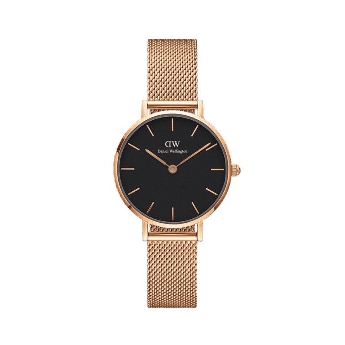 Daniel Wellington Rose Gold Mesh Watch-Black Dial - Image 2