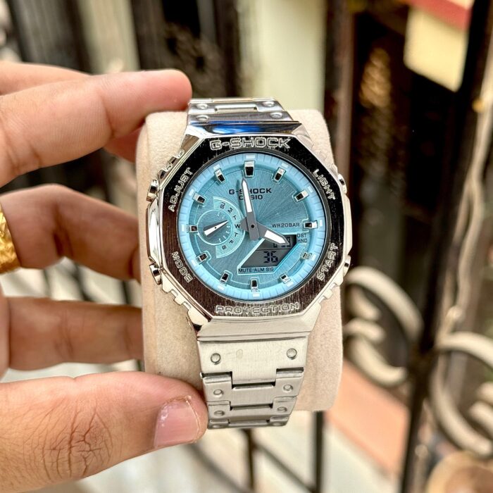 Casio G-Shock “CasiOak” – Ice Blue Dial Stainless Steel Analog-Digital Watch - Image 2