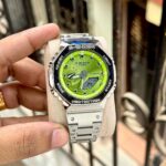 Casio G-Shock “CasiOak” – Neon Green Dial Stainless Steel Analog-Digital Watch - Image 2