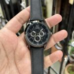 Guess Men’s Black Watch with Leather Strap