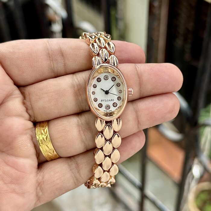 Bvlgari Women’s Rose Gold Oval Dial Bracelet Watch - Image 2