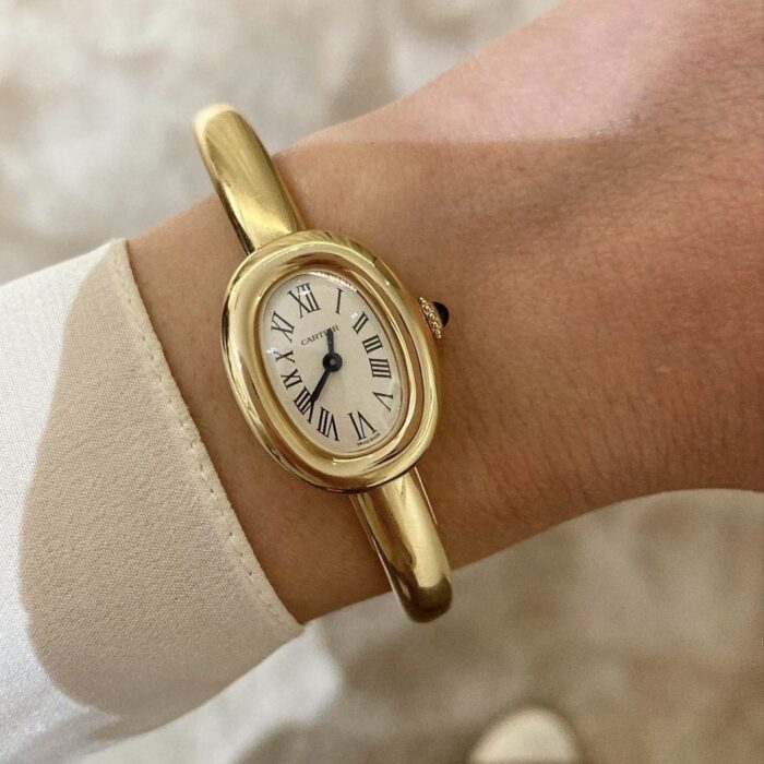 Cartier Baignoire Bracelet Watch – Kada Style - Golden With White Dial - Image 2