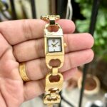 Tory Burch Gemini Double T Gold Plated Bracelet Watch - Image 3