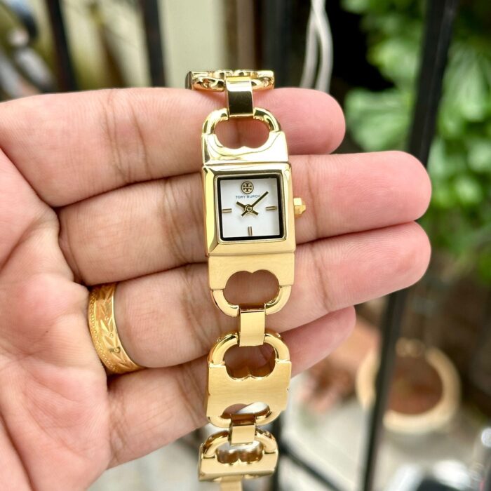 Tory Burch Gemini Double T Gold Plated Bracelet Watch - Image 3