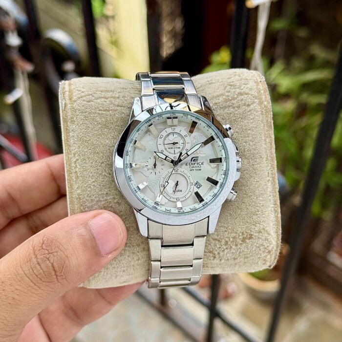 Casio Edifice Full Silver Analog Men's Watch - Image 3