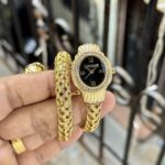Just Cavalli Inspired Serpent Bangle Watch - Black Dial & Gold-Tone