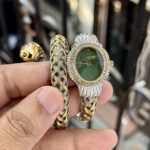 Just Cavalli Inspired Serpent Bangle Watch - Two-Tone Emerald