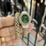 Just Cavalli Inspired Serpent Bangle Watch - Two-Tone Emerald - Image 2