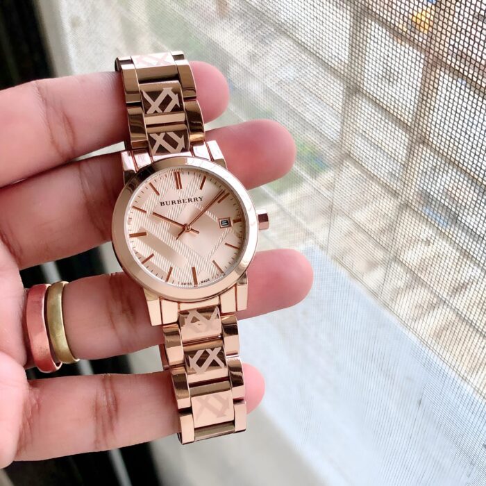 Burberry Inspired Classic Watch - Full Rose Gold-Tone Check Dial - Image 2