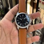 Fossil Inspired Grant Chronograph Watch – Silver-Tone Case & Brown Leather Strap