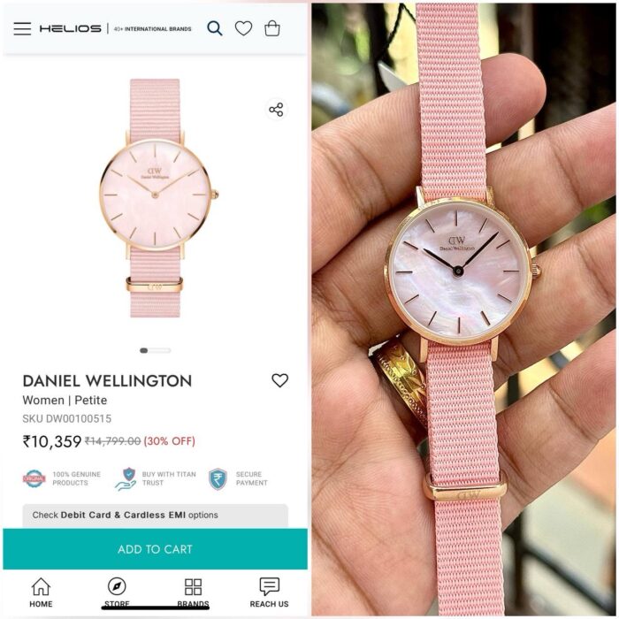 Daniel Wellington Inspired Petite Pink MOP Watch – Rose Gold & Blush Pink Strap - Image 3