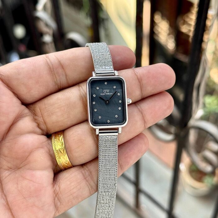 Daniel Wellington Inspired Quadro Lumine Pressed Piano Watch – Silver-Tone & Black MOP - Image 2