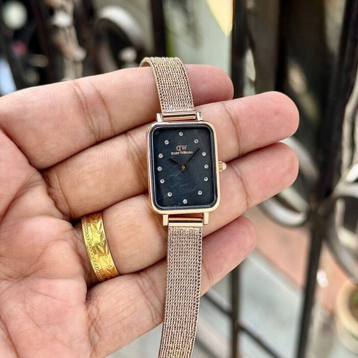 Daniel Wellington Inspired Quadro Lumine Pressed Piano Watch - Rose Gold & Black - Image 2