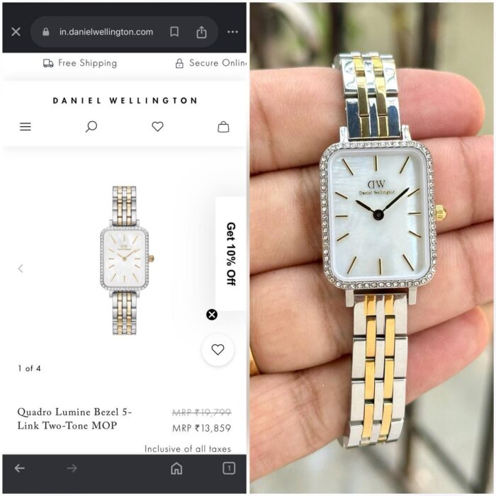 Daniel Wellington Inspired Quadro Lumine Watch - Two-Tone Mother-of-Pearl - Image 3