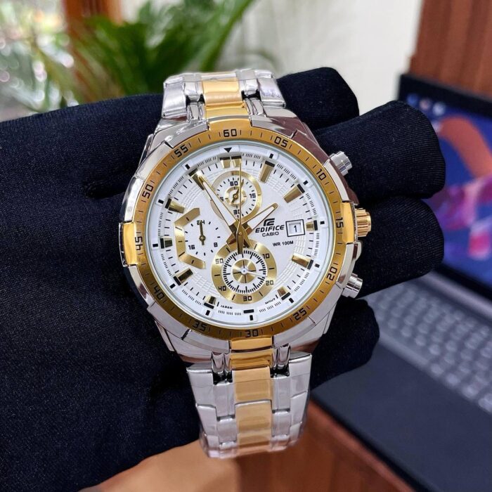 Casio Edifice Style Two-Tone Chronograph Watch – Silver & Gold - Image 3