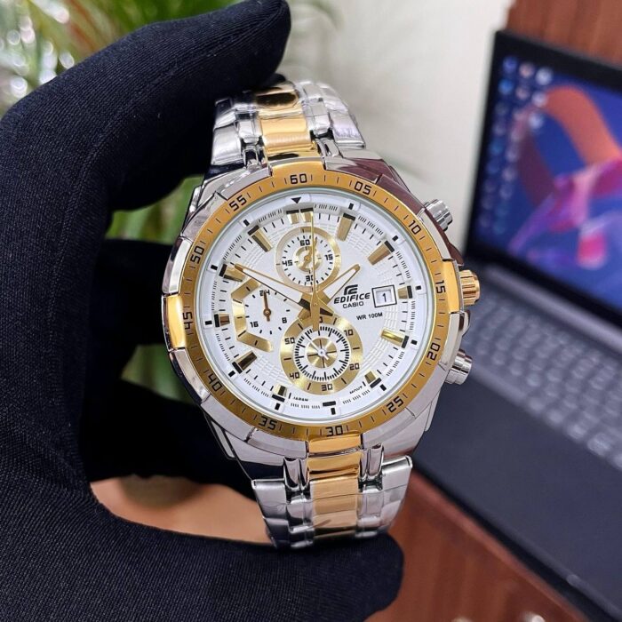 Casio Edifice Style Two-Tone Chronograph Watch – Silver & Gold - Image 2