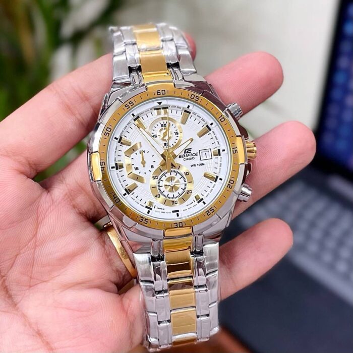 Casio Edifice Style Two-Tone Chronograph Watch – Silver & Gold - Image 4