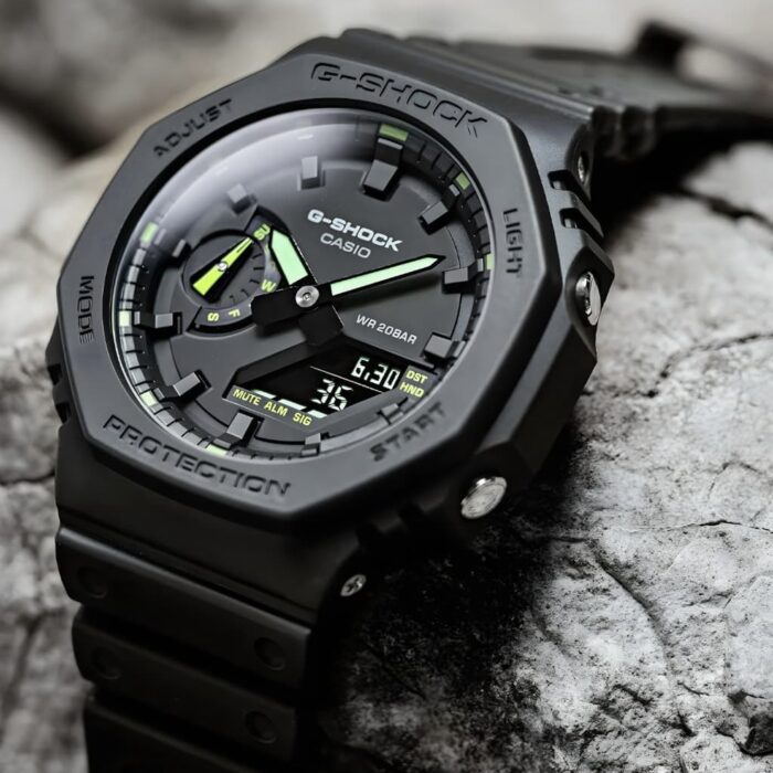 Casio G-Shock GA-2100 Neon Accent – Carbon Core Guard Edition (Black & Green) - Image 3