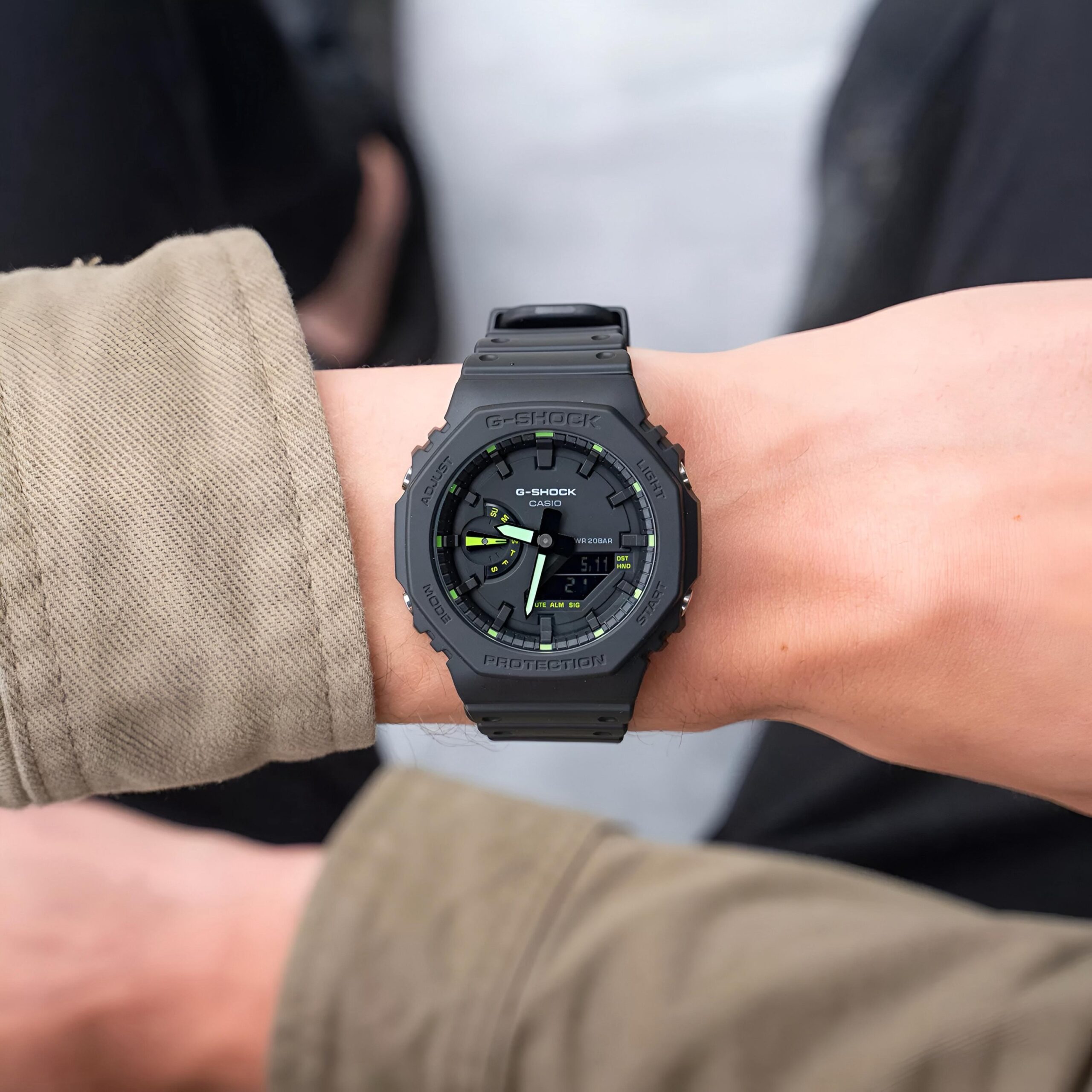 5365e1b9-7aa0-4c47-8eab-257a3abe0622 Casio G-Shock GA-2100 Neon Accent – Carbon Core Guard Edition (Black & Green) - Image 1