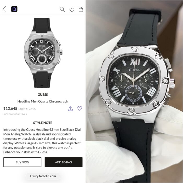 GUESS Headline Chronograph Men’s Watch – Black Dial Silver Case Edition - Image 3