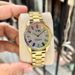 Coach Inspired Rainbow Crystal Women’s Watch – Gold-Tone Luxury Edition