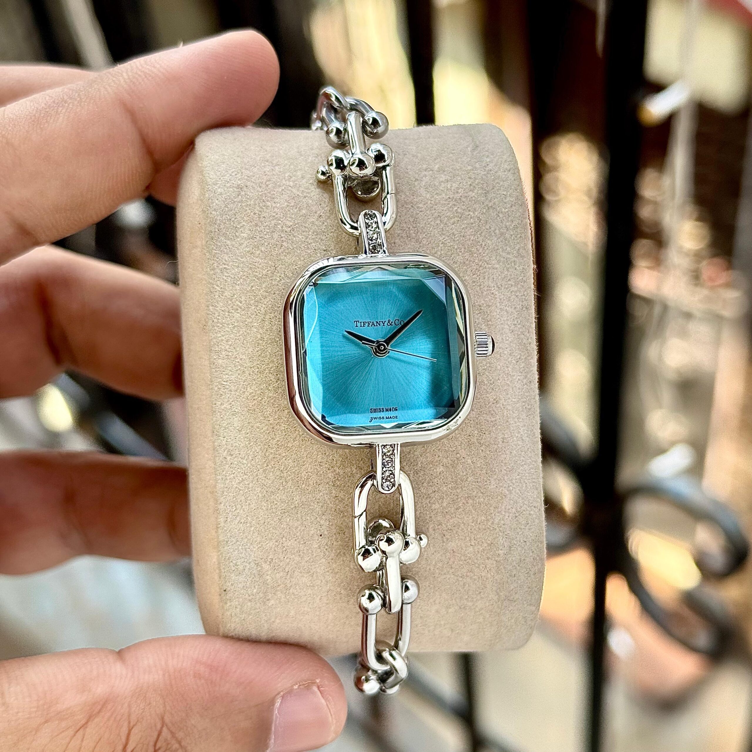 d6fa6786-01e3-4f5d-9b1b-ad72fa9606bb Tiffany & Co. Blue Dial Chain Link Watch - Image 1