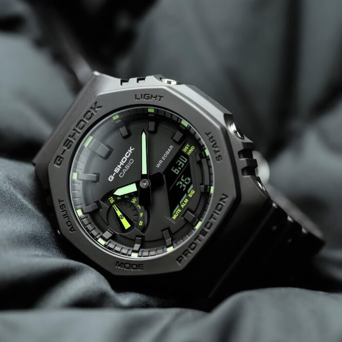 Casio G-Shock GA-2100 Neon Accent – Carbon Core Guard Edition (Black & Green) - Image 2