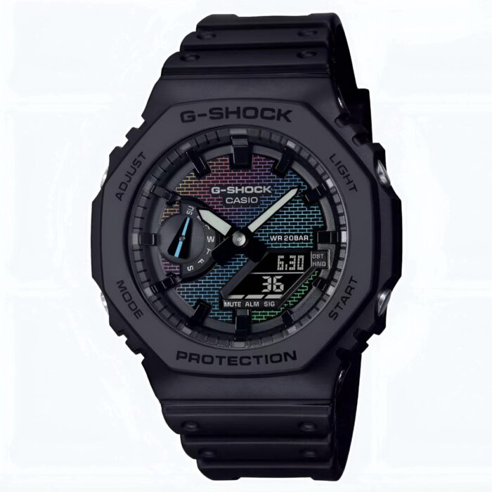 G-Shock Inspired GA-2100 Style Men’s Watch – Black Resin Multicolour Dial - Image 4